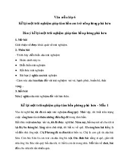 Văn mẫu lớp 6 Chân Trời Sáng Tạo: Viết một bài văn kể lại một trải nghiệm giúp tâm hồn em thêm phong phú hơn