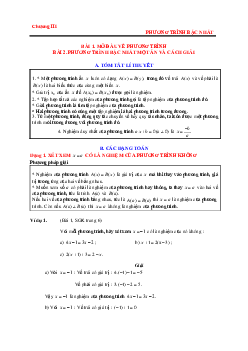 Lý thuyết, các dạng toán và bài tập phương trình bậc nhất một ẩn