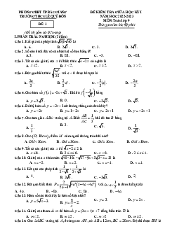 Đề giữa học kỳ 1 Toán 9 năm 2022 – 2023 trường THCS Lê Quý Đôn – Bắc Giang