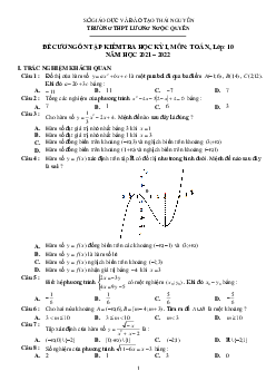 Đề cương HK1 Toán 10 năm 2021 – 2022 trường Lương Ngọc Quyến – Thái Nguyên