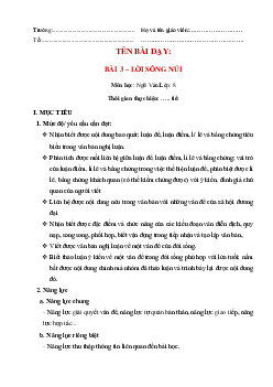 Giáo án Ngữ văn 8 Bài 3: Lời sông núi | Kết nối tri thức