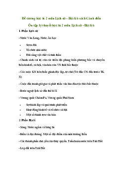 Đề cương ôn tập học kì 2 môn Lịch sử - Địa lí 6 | Cánh diều
