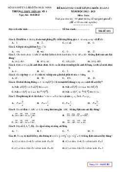 Đề KSCL Toán 11 lần 3 năm 2022 – 2023 trường THPT Tiên Du 1 – Bắc Ninh