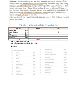 Bài tập ôn tập có đáp án chi tiết học phần Nguyên lý kế toán