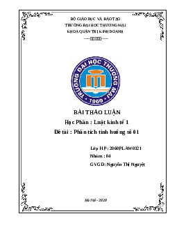Bài thảo luận môn Luật kinh tế | Đại học Thương Mại