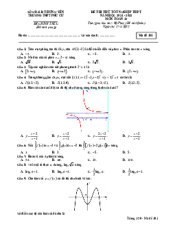 Đề thi thử TN THPT môn Toán năm 2021 – 2022 trường THPT Phù Cừ – Hưng Yên