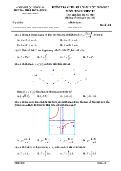 Đề giữa kì 1 Toán 12 năm 2021 – 2022 trường THPT Hồ Nghinh – Quảng Nam