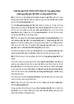 Giải bài tập SGK Sinh học lớp 12 bài 19: Tạo giống bằng phương pháp gây đột biến và công nghệ tế bào