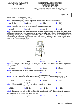 Đề kiểm tra cuối học kì 1 Toán 9 năm 2023 – 2024 sở GD&ĐT Bắc Giang
