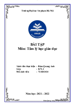 Tình huống học sinh Tâm lý học Giáo dục | Đại học Sư Phạm Hà Nội