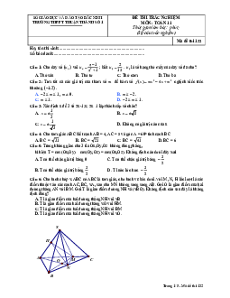 Đề thi trắc nghiệm Toán 11 trường THPT Thuận Thành 1 – Bắc Ninh