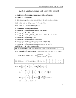 Giá trị lớn nhất – nhỏ nhất của hàm nhiều biến – Trần Phương Toán 12