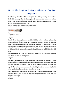 Giải Khoa học tự nhiên 9 Cánh diều Bài 11: Cảm ứng điện từ. Nguyên tắc tạo ra dòng điện xoay chiều