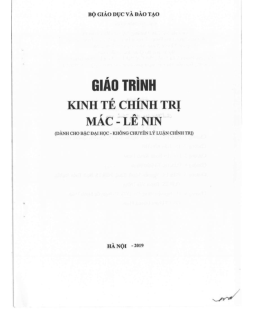 Giáo trình học phần Kinh tế chính trị MNL(K)  đầu  | Đại học Sư Phạm Hà Nội