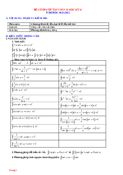 Đề Cương Ôn Tập Toán 12 HK2 Năm 2022 Tham Khảo