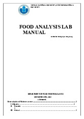 Food analysis lab manual | Bài báo cáo học phần Food technology | Trường Đại học Quốc tế, Đại học Quốc gia Thành phố Hồ Chí Minh