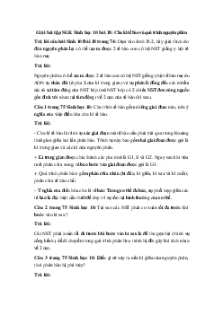 Giải bài tập SGK Sinh học 10 bài 18: Chu kì tế bào và quá trình nguyên phân