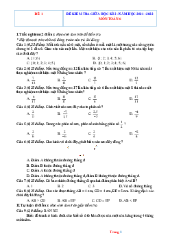 Bộ đề thi giữa học kỳ 2 Toán 6 năm 2022 (có đáp án)