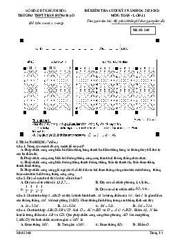 Đề cuối kỳ 1 Toán 11 năm 2023 – 2024 trường THPT Trần Hưng Đạo – Khánh Hòa