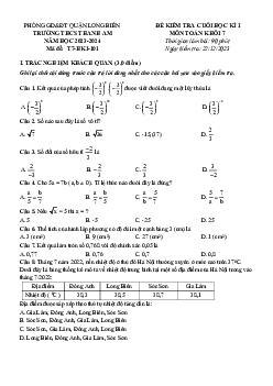 Đề cuối học kì 1 Toán 7 năm 2023 – 2024 trường THCS Thanh Am – Hà Nội