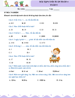Giải Bài tập cuối tuần lớp 4 môn Toán Kết nối tri thức - Tuần 9
