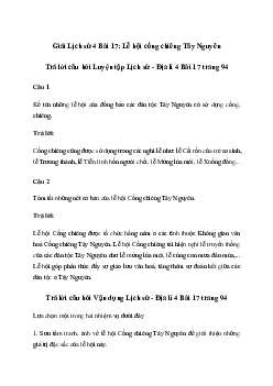 Giải Lịch sử Địa lí lớp 4 Bài 17: Lễ hội cồng chiêng Tây Nguyên | Cánh diều
