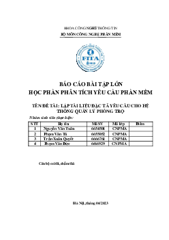 Báo cáo bài tập lớn - Lập tài liệu đặc tả  yêu cầu cho hệ thống quản lý phòng trọ | Học viện Nông nghiệp Việt Nam