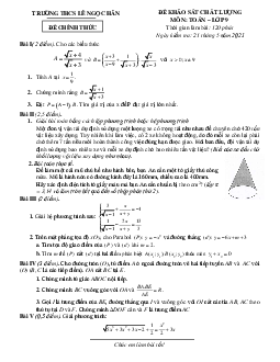 Đề khảo sát chất lượng Toán 9 năm 2021 trường THCS Lê Ngọc Hân – Hà Nội