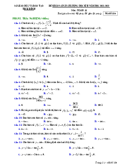 Đề thi học kì 2 Toán 11 năm 2022 – 2023 sở GD&ĐT Thái Bình