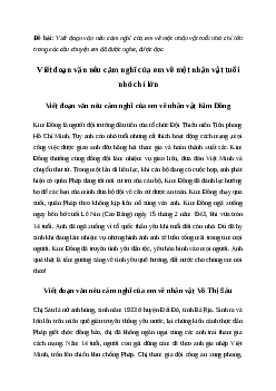 Viết đoạn văn nêu cảm nghĩ của em về một nhân vật tuổi nhỏ chí lớn | Văn mẫu Tiếng việt 4| Cánh diều