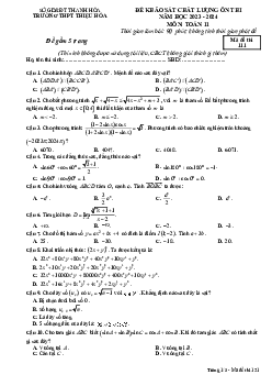 Đề khảo sát lần 1 Toán 11 năm 2023 – 2024 trường THPT Thiệu Hóa – Thanh Hóa