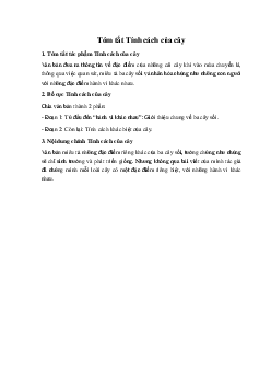 Tóm tắt Tính cách của cây Ngữ Văn 10 sách Kết Nối Tri Thức