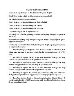 Bài tập tự luận môn Tài nguyên du lịch Việt Nam | Đại học Văn hóa Hà Nội