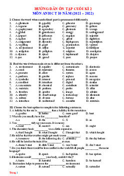 Đề cương ôn tập môn Anh 10 HK2 (CT 10 năm) 2022
