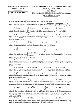 Đề thi HSG Toán 9 cấp huyện năm 2023 – 2024 phòng GD&ĐT Thanh Ba – Phú Thọ