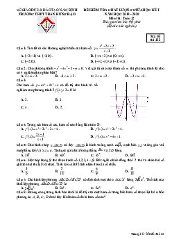 Đề kiểm tra giữa kỳ 1 Toán 12 năm 2019 – 2020 trường Trần Hưng Đạo – Nam Định