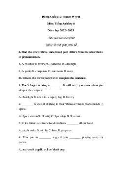 Đề thi học kì 2 môn Tiếng Anh 6 i-Learn Smart World | Đề 1