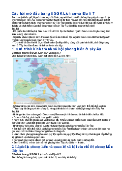 Giải SGK Lịch sử 7 Bài 1: Quá trình hình thành và phát triển chế độ phong kiến ở Tây Âu | Chân trời sáng tạo
