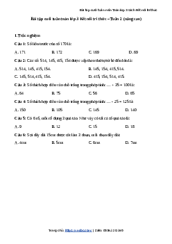 Phiếu bài tập cuối tuần lớp 3 môn Toán - Tuần 2 (Nâng cao) | Kết nối tri thức
