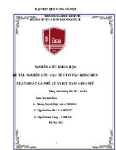 Nghiên cứu các yếu tố ảnh hưởng đến xuất khẩu cà phê của Việt Nam sang Mỹ  giai đoạn 2002 - 2020 | Bài tiểu luận học phần Nghiên cứu khoa học | Trường Đại học Kinh tế, Đại học Quốc gia Hà Nội