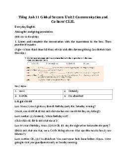 Giải Unit 2 Communication and Culture/ CLIL | Tiếng Anh 11 Global Success