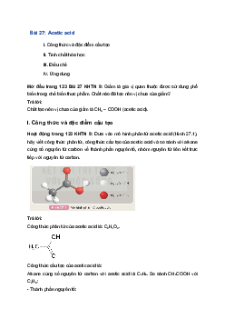 Giải Khoa học tự nhiên 9 Kết nối tri thức Bài 27: Acetic acid