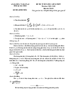 Đề tuyển sinh vào lớp 10 THPT môn Toán năm 2018 – 2019 sở GD và ĐT Quảng Ninh