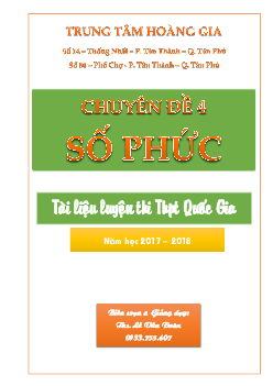 Chuyên đề số phức – Lê Văn Đoàn Toán 12