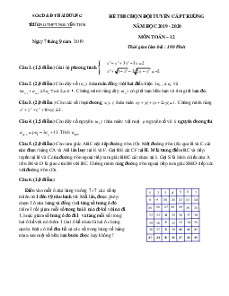 Đề chọn HSG Toán 12 cấp trường năm 2019 – 2020 THPT chuyên Nguyễn Trãi – Hải Dương