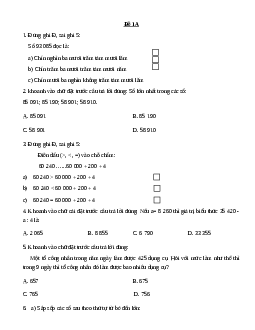 Bộ đề thi ôn tập hè môn Toán lớp 4