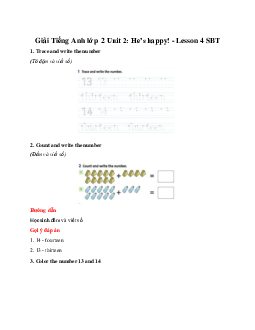 Unit 2: He’s happy! - Lesson 4 SBT | Tiếng anh 2 Family and Friends