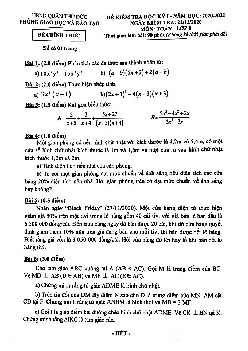 Đề thi học kỳ 1 Toán 8 năm 2020 – 2021 phòng GD&ĐT Thủ Đức – TP HCM