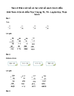 Giải Toán lớp 4 Bài 32: Nhân với số có hai chữ số | Cánh diều