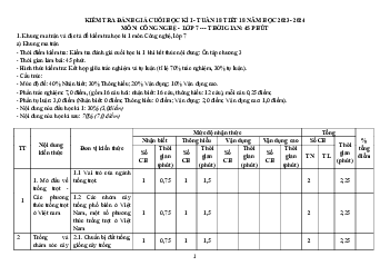 Đề thi học kì 1 môn Công nghệ 7 năm 2023 - 2024 sách Chân trời sáng tạo - Đề 1